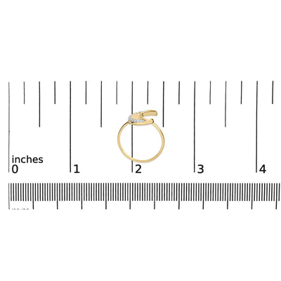 10K Yellow Gold 1/10 Cttw Diamond Crescent Moon Ring