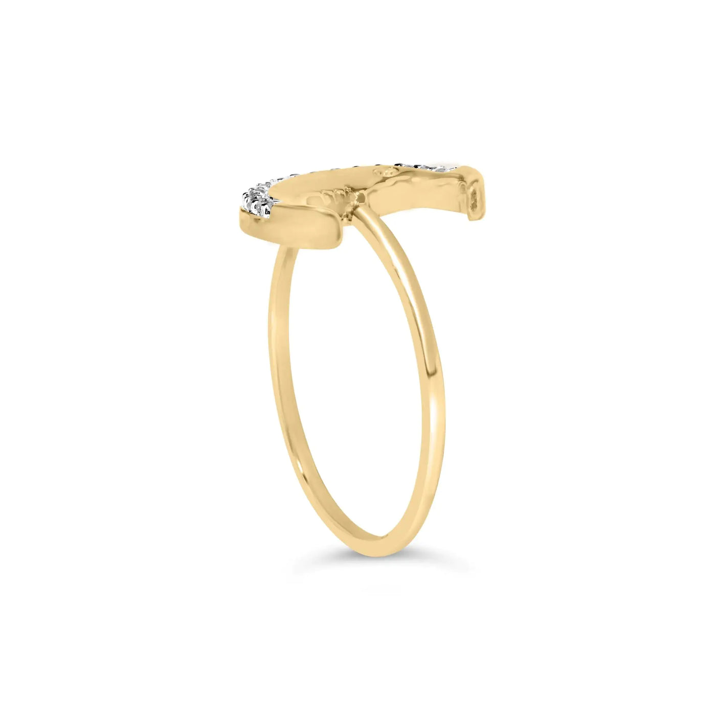 10K Yellow Gold 1/10 Cttw Diamond Crescent Moon Ring